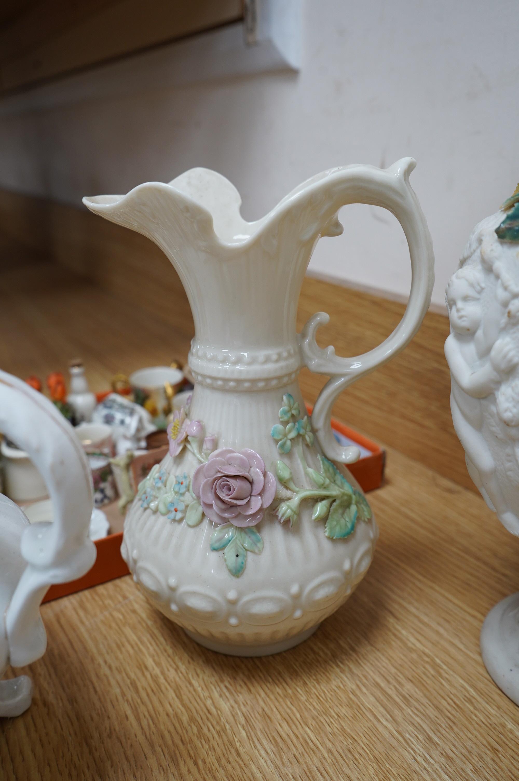 A group of continental ceramics to include Belleek, Copenhagen, Worcester, Goss, Doulton etc. Condition - varies